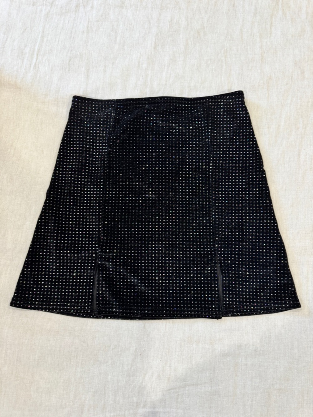 Urban Outfitters Black Velvet Mini Skirt with multicolor shimmer